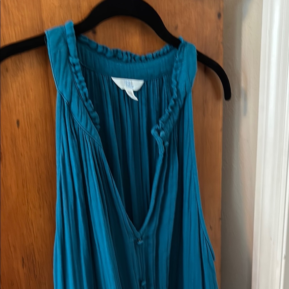 Teal blue cotton Sleeveless long Dress size XXXL - Picture 8 of 8